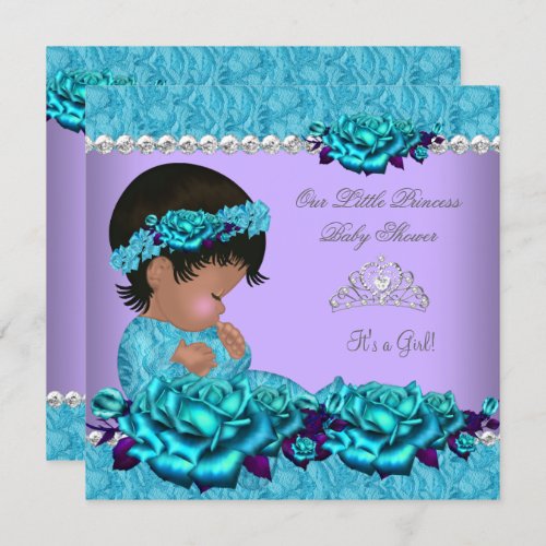 African American Princess Baby Shower Girl Rose 4a Invitation