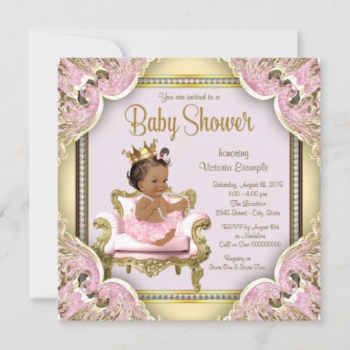 African American Princess Baby Shower Invitation