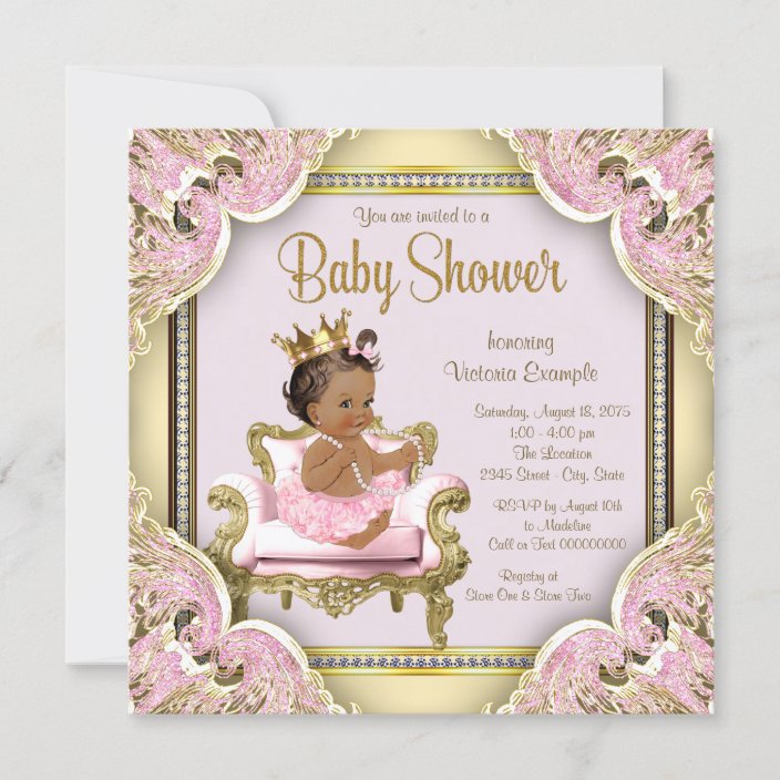 African American Princess Baby Shower Invitation Zazzle Com