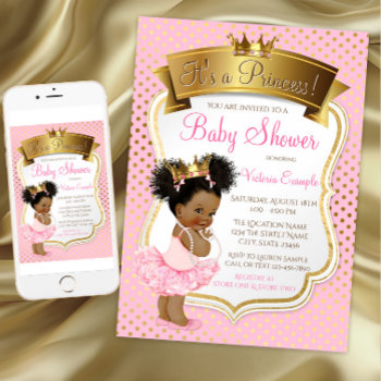 African American Princess Baby Shower Invitations by The_Baby_Boutique at Zazzle