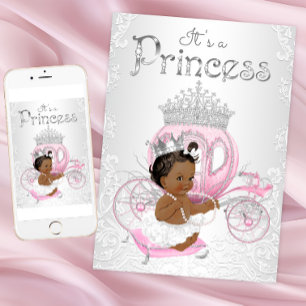 African American Princess Baby Shower Invitations