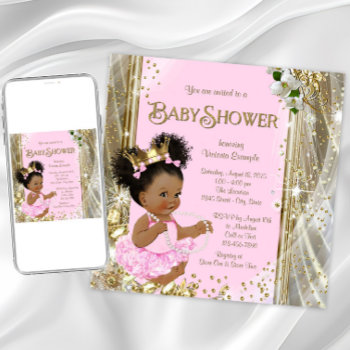 African American Princess Baby Shower Invitations by The_Vintage_Boutique at Zazzle