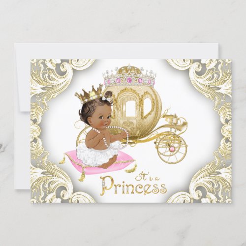 African American Princess Baby Shower Invitations