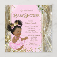 African American Princess Baby Shower Invitations