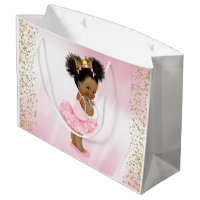 African American Princess Baby Shower Large Gift Bag