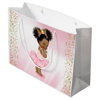 African American Princess Baby Shower Large Gift Bag by The_Baby_Boutique at Zazzle