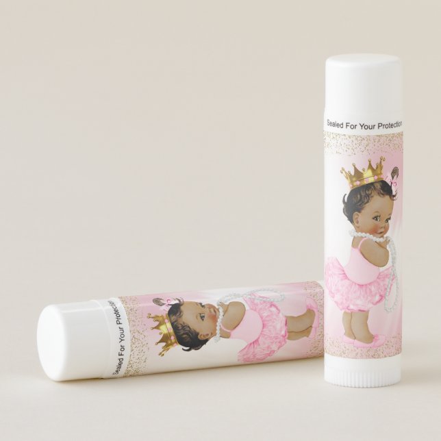 African American Princess Baby Shower Lip Balm (Front)