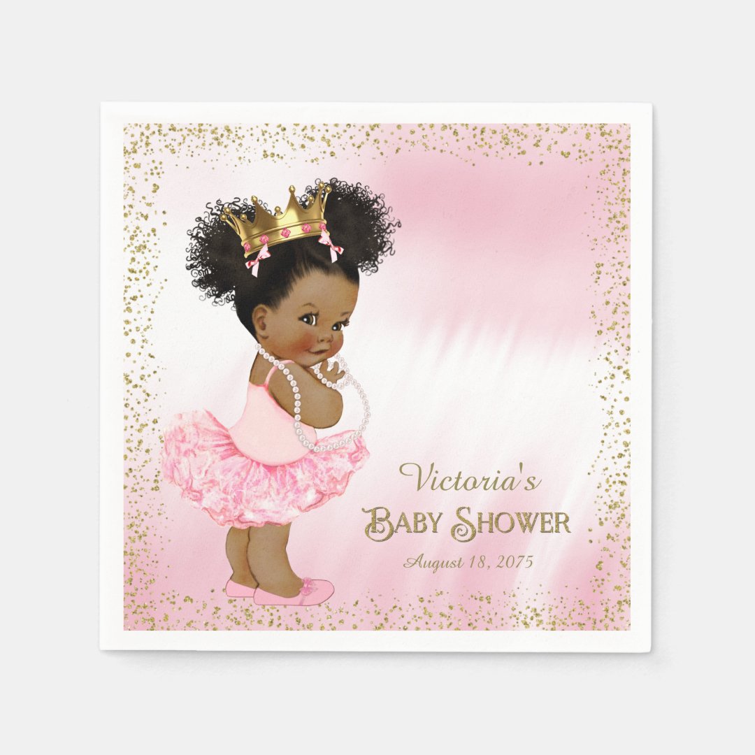 African American Princess Baby Shower Paper Napkin | Zazzle