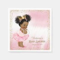 African American Princess Baby Shower Paper Napkin