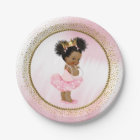 African American Princess Baby Shower Paper Plates