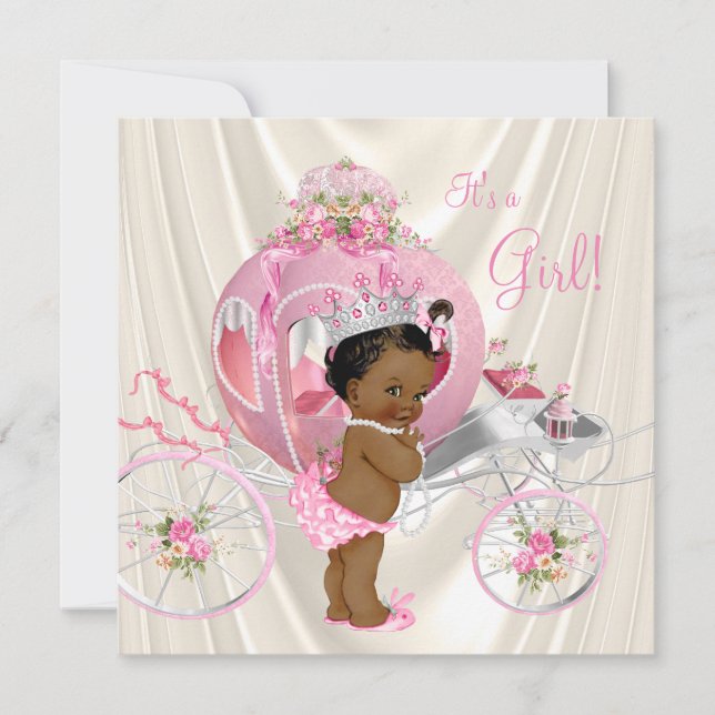 African American Princess Baby Shower Pearl Invitation (Front)