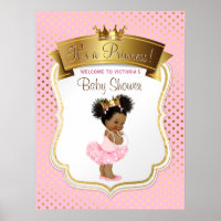 African American Princess Baby Shower Sign