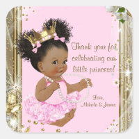 African American Princess Baby Shower Stickers