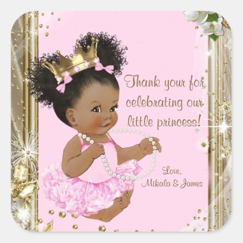 African American Princess Baby Shower Stickers