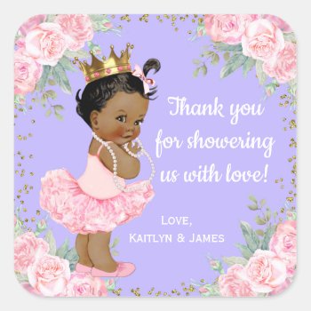 African American Princess Baby Shower Stickers by The_Vintage_Boutique at Zazzle