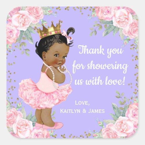 African American Princess Baby Shower Stickers