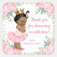 African American Princess Baby Shower Stickers