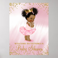 African American Princess Baby Shower Welcome Sign