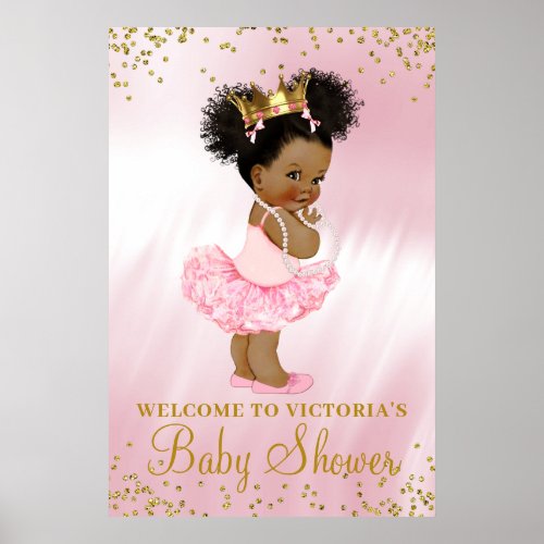 African American Princess Baby Shower Welcome Sign