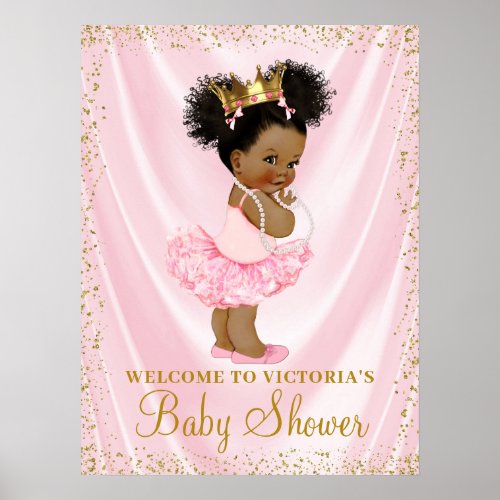 African American Princess Baby Shower Welcome Sign