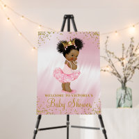 African American Princess Baby Shower Welcome Sign