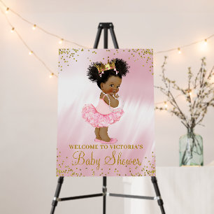 African American Princess Baby Shower Welcome Sign
