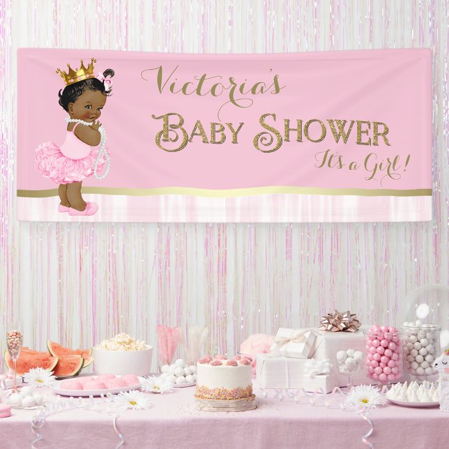 African American Princess Ballerina Baby Shower Banner (Creator Uploaded)
