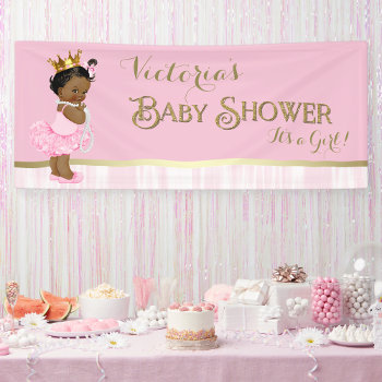 African American Princess Ballerina Baby Shower Banner by The_Vintage_Boutique at Zazzle