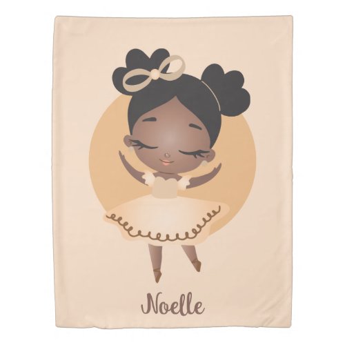 African American Princess Ballerina with Bow Duvet Cover