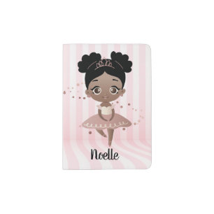African American Princess Ballerina with Tiara Passport Holder