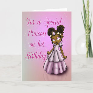 African American Princess Birthday Card