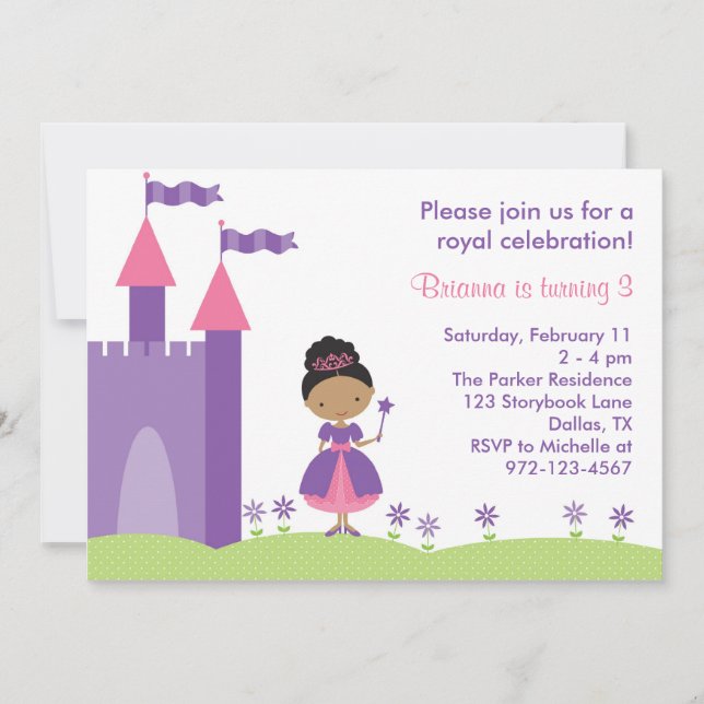 African American Princess Birthday Invitation (Front)