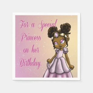African American Princess Birthday Napkins