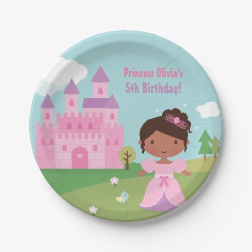 African American Princess Birthday Party Plates