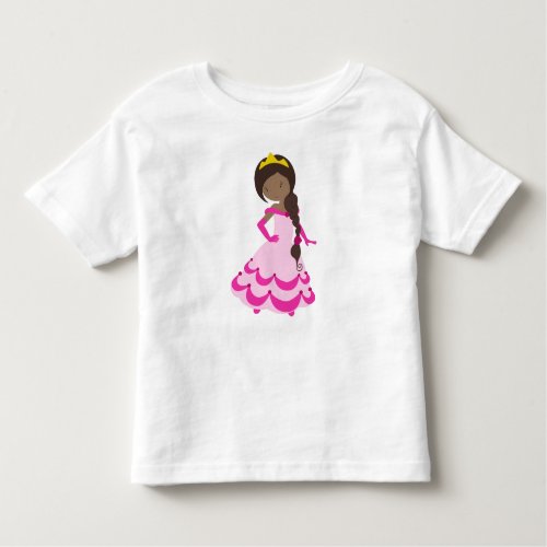 African American Princess Crown Gown Pink Dress Toddler T_shirt