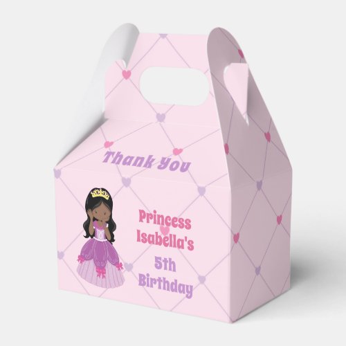 African American Princess Cute Pink Birthday Party Favor Boxes