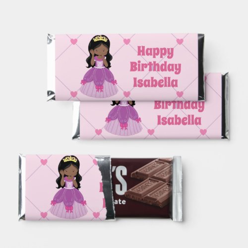 African American Princess Cute Pink Birthday Party Hershey Bar Favors