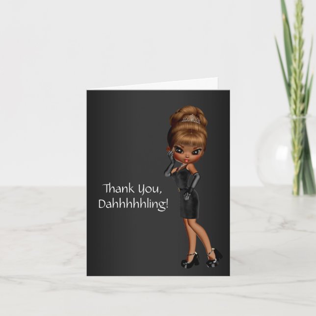 African American Princess Diva Thank You Cards (Front)