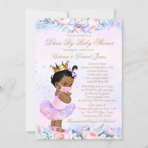African American Princess Drive By Baby Shower Invitation