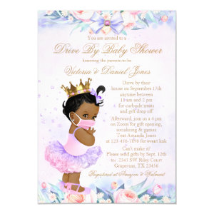 African American Princess Drive By Baby Shower Invitation