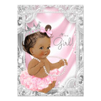 African American Princess Ethnic Girl Baby Shower Invitation