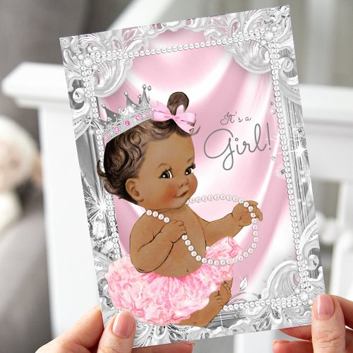 African American Princess Ethnic Girl Baby Shower Invitation