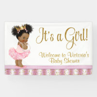 African American Princess Girl Baby Shower Banner