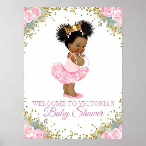African American Princess Girl Baby Shower Signs