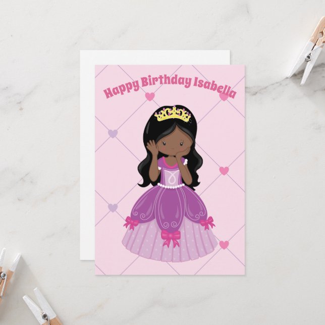 African American Princess Girl Custom Birthday Card | Zazzle