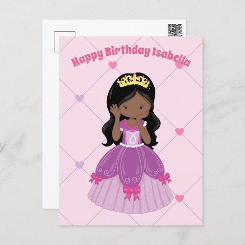 African American Princess Girl Custom Birthday Postcard
