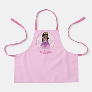 African American Princess Girl Pink Custom Kids Apron