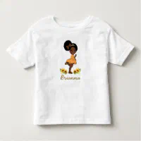 African American Princess Girl Sunflower Floral Toddler T-shirt