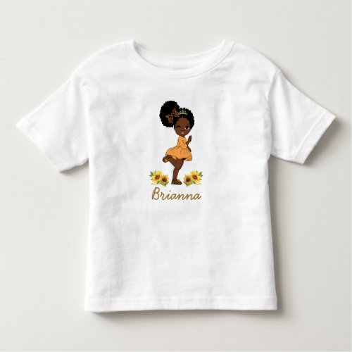 African American Princess Girl Sunflower Floral   Toddler T_shirt