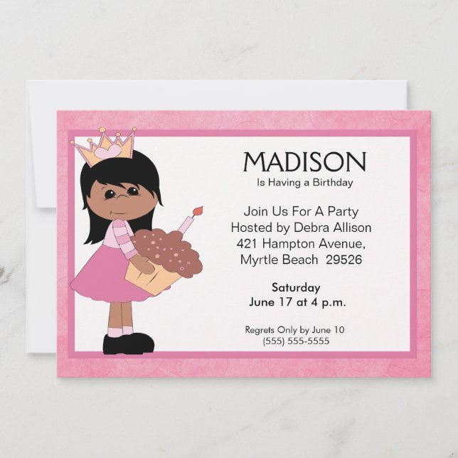 African American Princess Invitations (Front)